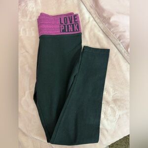 PINK Victoria's Secret yoga  Leggings - Black with Pink Waistband